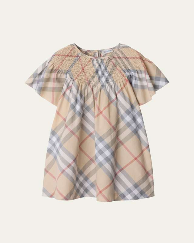 Girl's Cali Smocked Check-Print Dress, Size 3-14